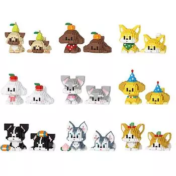 Новые милые двойные мини-щенки серии микрочастиц детские образовательные сборные строительные блоки мультяшные украшения подарок No box