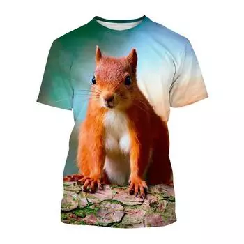 Новые милые футболки с изображением белки и 3D принтом, мужская и женская футболка с коротким рукавом, уличная одежда, большие детские топы в стиле Харадзюку, футболки, одежда 5XL