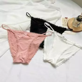 Новые милые и симпатичные кружевные женские трусики с бантиком, заниженная талия, эластичные стринги S белый