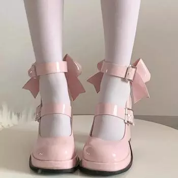 Новые милые и удобные женские туфли-лодочки Мэри Джейн на высоком каблуке с бантом и бабочкой для повседневной носки, итальянская обувь и сумки, подходящий комплект 35