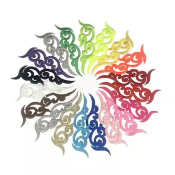 Новые милые, красивые и уникальные черно-белые зеркальные пары с яркой цветочной кружевной аппликацией - цветы из полиэстеровой ткани DA003