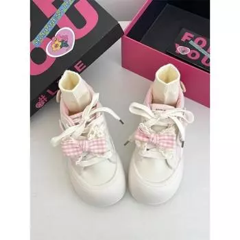 Новые милые кроссовки со звездным дизайном для девочек, студенческие розовые туфли в стиле Харадзюку, кроссовки в стиле Лолиты на толстой подошве, женские повседневные теннисные туфли 35 розовый