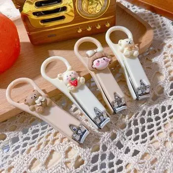 Новые милые кусачки для ногтей с милым мультяшным медведем и кроликом, триммер для ногтей с защитой от брызг, аксессуары для ухода за ногтями для детей, маникюрные инструменты