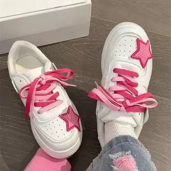 Новые милые милые женские модные кроссовки Y2k, студенческие дышащие туфли в корейском стиле, женская эстетичная повседневная обувь со звездами на платформе 35 розовый