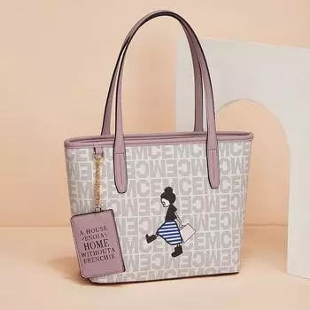 Новые милые мультяшные принты, универсальные модные сумки, простая повседневная женская сумка через плечо, сумки-тоуты большой вместимости