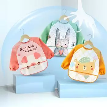 Новые милые нагрудники с героями мультфильмов, водонепроницаемый фартук для кормления с длинными рукавами для малышей, подходят для детей 1-7 лет, детские вещи S