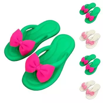 Новые милые пляжные шлепанцы с толстой подошвой и милым бантом 36 темно-зеленого