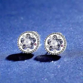 Новые милые полые серьги-гвоздики из стерлингового серебра S925 с цветком и муассанитом, простые украшения для вечеринок, подарки для женщин