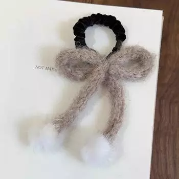 Новые милые повязки на голову с бантом и помпоном, осенне-зимние шерстяные резинки для волос для женщин и девушек, сладкая резинка для волос, модная резинка для хвостика