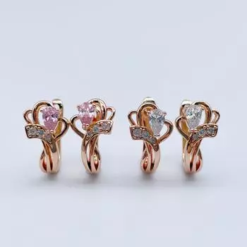 Новые милые прозрачные женские серьги-подвески из натурального циркония белого/розового цвета 585 пробы для вечеринок, модные ювелирные изделия
