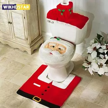 Новые милые рождественские чехлы на сиденья для унитаза, креативный коврик для ванной с Санта-Клаусом, рождественские принадлежности для дома, новогодний подарок Navidad, Декор 2024 A