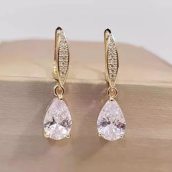 Новые милые серьги-кольца с кубическим цирконием и CZ, позолоченные, для женщин, висячие серьги, модные ювелирные аксессуары, аксессуары белый