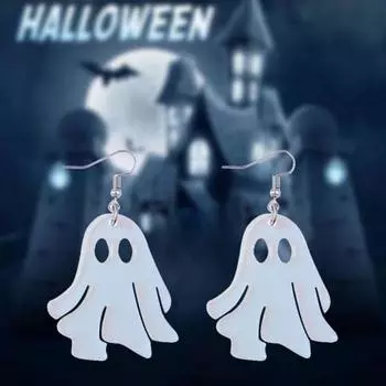 Новые милые серьги-подвески Ghost Ghost Funny Laser Acrylic в стиле готики на Хэллоуин