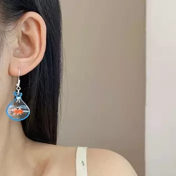 Новые милые серьги-подвески в виде золотых рыбок креативный дизайн забавная сумка серьги в виде золотых рыбок ювелирные изделия подарки как