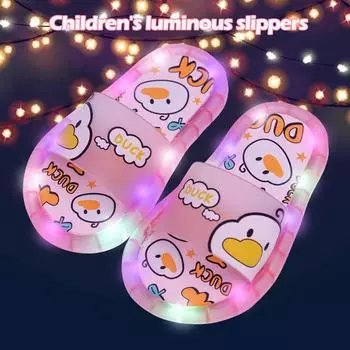 Новые милые светящиеся детские тапочки, обувь с кристаллами, сверкающие огни для мальчиков и девочек, светящиеся милые детские тапочки с героями мультфильмов, крутые в помещении и на улице 24/25#