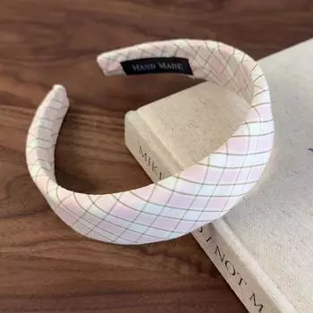 Новые Милые Свежие Красочные Клетчатые Повязки на Голову Широкая Губчатая Повязка для Волос Женская Ретро Темперамент Обруч для Волос Женские Модные Аксессуары для Волос