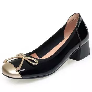 Новые милые туфли-балетки из дышащей удобной мягкой кожи с бантом, женские лоферы на квадратном каблуке, весна 2025 35