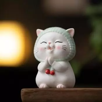 Новые милые украшения для кошек-желаний, ручная работа, керамические украшения для рабочего стола в виде мультяшного кота, украшения для прихожей, украшения для стола, украшения для дома