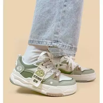 Новые милые женские кроссовки Kawaii Green Campus Casual Fashion Women s Shoes Platform Sport Shoes Flat Sole Vulcanized Shoes 35