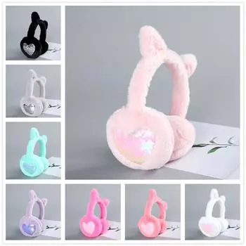 Новые милые женские зимние теплые наушники с блестками и кошачьими ушками, мягкие плюшевые однотонные наушники Love, защита от холода, теплые, горячие, 1 шт.