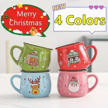 Новые мини рождественские кружки пары керамические чашки кавайные фигурки Санта-Клауса креативный подарок 2024 для офиса дома молоко кофе чай чашка 150ml
