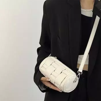 Новые мини-сумки из кожи белого цвета через плечо, женские сумки-цилиндры ручной работы, универсальные синие сумки через плечо для женщин