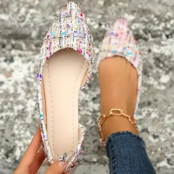 Новые многоцветные повседневные универсальные тканевые повседневные туфли с ретро-мягкой подошвой, всесезонные повседневные туфли для прогулок и танцев 36 разноцветный