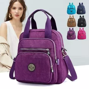 Новые многофункциональные женские сумки и сумки на спине, водонепроницаемая нейлоновая модная женская сумка-мессенджер, рюкзак для ноутбука, школьные сумки для девочек 28x30x14cm фиолетовый