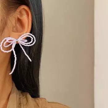 Новые многослойные розовые серьги-бантики из бисера, женские модные серьги-бабочки с кисточками, ювелирные изделия, подарки на вечеринку