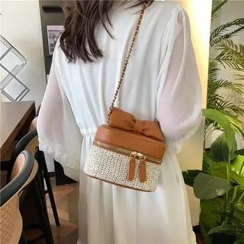 Новые модели модных женских сумочек с бантом, вязаных сумочек, кошельков, изящных веревочных плетеных дамских сумок, дизайнерских повседневных сумок на цепочке через плечо