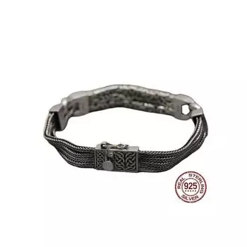 Новые модели ювелирных изделий из стерлингового серебра 100% S925, модные ретро-полоски мира, индивидуальный тайский браслет с пряжкой для мужчин и женщин 20CM