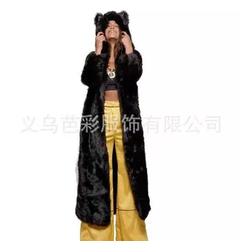 Новые модели в списке искусственный мех пальто женская одежда средняя и длинная свободная куртка осень и зима взрыв искусственный плюш S чёрный