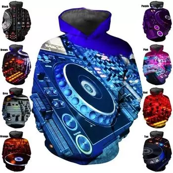 Новые модные 3D-принты с рисунком DJ, толстовки для женщин, повседневные свитера, толстовки, топы, женская уличная одежда, большие толстовки с капюшоном Ropa Hombre S