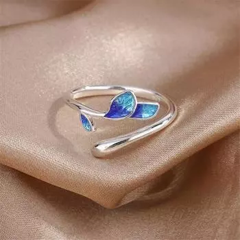 Новые модные эмалевые веточки из эпоксидной смолы 925 пробы, ювелирные изделия из стерлингового серебра в старинном стиле, горящие синие цветы, открывающиеся кольца TYB48