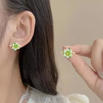 Новые модные эмалированные масляные серьги с цветочной геометрией и универсальными серьгами для женщин