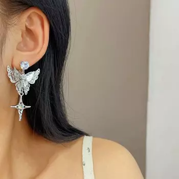 Новые модные асимметричные полые серьги-бабочки, изысканные многослойные серьги-луны, женские серьги как