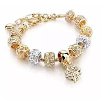 Новые модные аксессуары, блестящие бриллиантовые браслеты, золотой браслет, изысканные браслеты с подвесками, оптовая продажа для 18cm