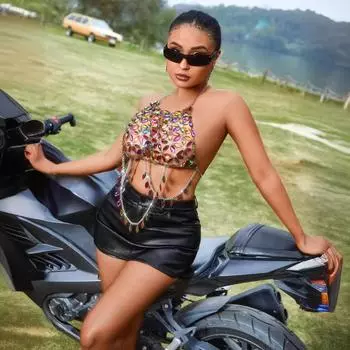 Новые модные аксессуары сексуальная нагрудная цепочка пляжная вечеринка симфония драгоценный камень шейный чулок One size