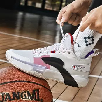 Новые модные баскетбольные кроссовки унисекс, дышащая спортивная обувь, теннисные кроссовки 36 белый
