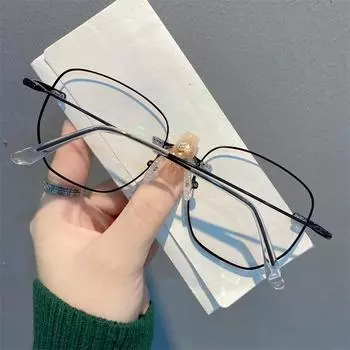 Новые модные безрамные очки для пресбиопии с большой металлической оправой в стиле ретро, анти-синий свет, очки для пресбиопии 0 чёрный