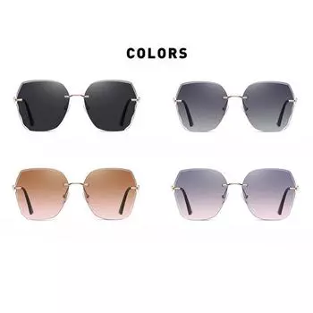 Новые модные безрамочные поляризованные солнцезащитные очки, модные женские солнцезащитные очки в корейском стиле, очки для уличной фотографии с большим лицом UV400