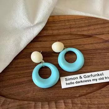 Новые Модные Большие Висячие Серьги-Капли из Акриловой Смолы для Женщин Длинные Геометрические Круглые Висячие Серьги для Девочек Для Путешествий Корейские Ювелирные Изделия синий