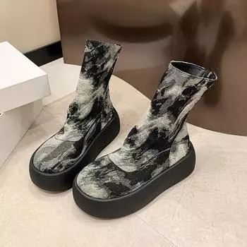 Новые модные ботильоны без застежек женские ботинки женские туфли на высоком каблуке 8 см сапоги для девочек размер 34-39 35