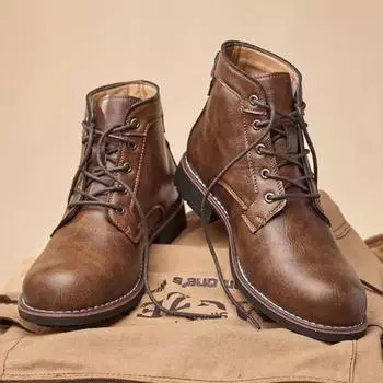 Новые модные ботинки Американские ретро-ботинки для инструментов Мужские высокие локомотивные ботинки Короткие ботинки