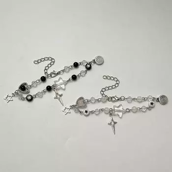 Новые модные браслеты для пар Y2K для женщин и девочек, полая пентаграмма, кулон в виде гитары, браслет из бисера, ювелирные изделия для друзей, подарок A