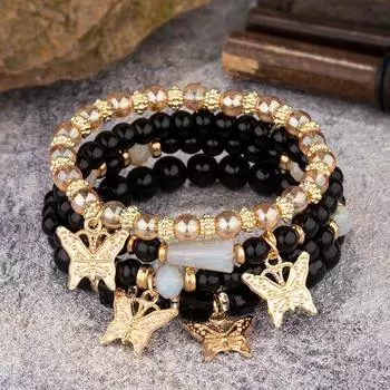 Новые модные браслеты из бисера с бабочками для женщин и мужчин, очаровательные браслеты в стиле бохо с деревом, браслеты, модные вечерние ювелирные аксессуары, подарок