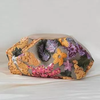 Новые модные брендовые сумки женские вышитые сумки роскошные винтажные сумки с пайетками цветочные сумки невесты симпатичные модные повседневные клатчи 28CM жёлтый