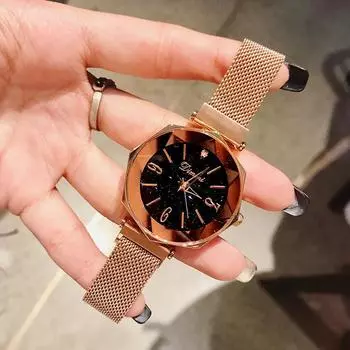 Новые модные брендовые женские часы, романтические граненые часы, модные часы со звездным небом для женщин