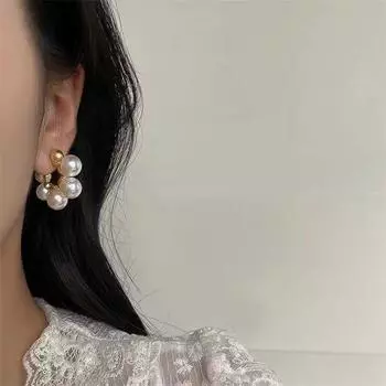 Новые модные C-образные большие жемчужные серьги для женщин и девушек, подарочные ювелирные изделия оптом