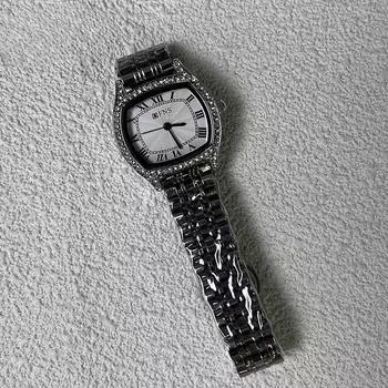 Новые модные часы Barrel для студенток корейской версии, простые кварцевые часы с римской шкалой и бриллиантами, женские часы